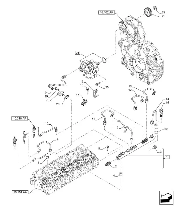 504126986 - Трубка топл. подачи на форсунку с рампы ДВС Cursor9 T8./Mg., CS, CSX, CX6/8, Axion9